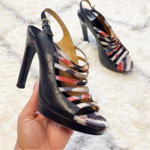Dries van Noten Heels Black Red Blue Strappy Shoes Leather size 7.5